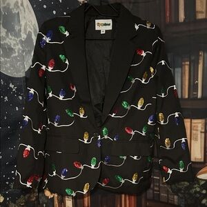 Tipsy Elves Black Blazer with Multicolor Sequin Holiday Lights